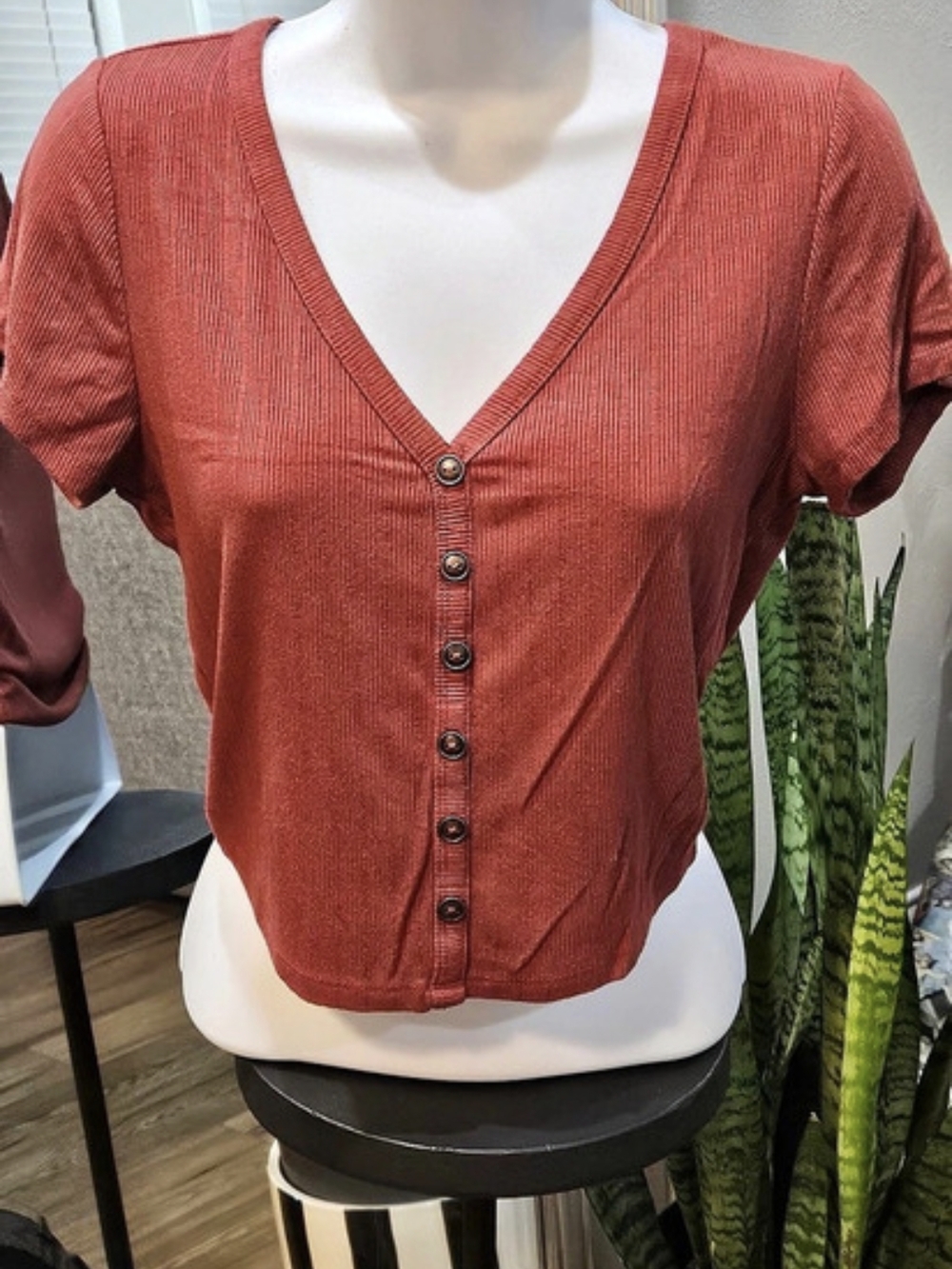V-neck Button Top
